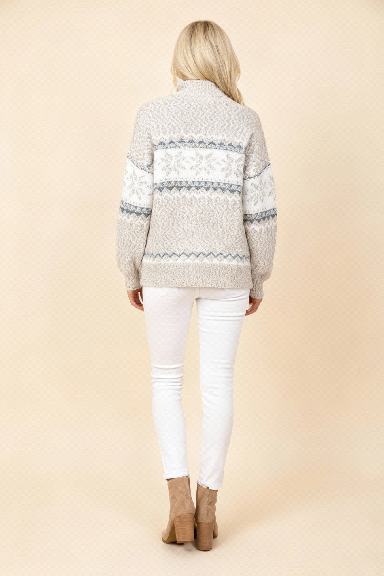 Fair Isle Sweater Women Classic Winter Knit with Relaxed Fit