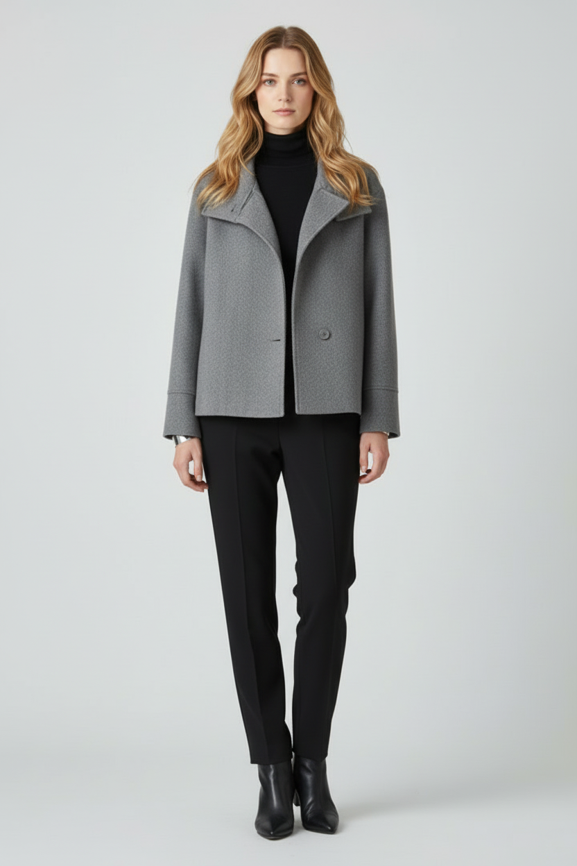 Women’s Jacket with Wide Collar and Button Front