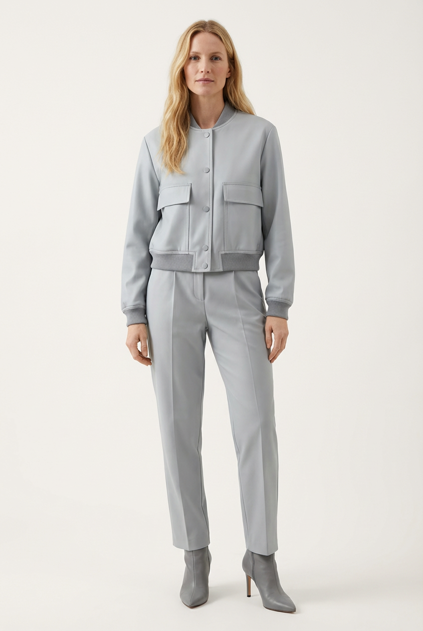 Structured Womens Sleeveless Jacket with Zip Front Fit