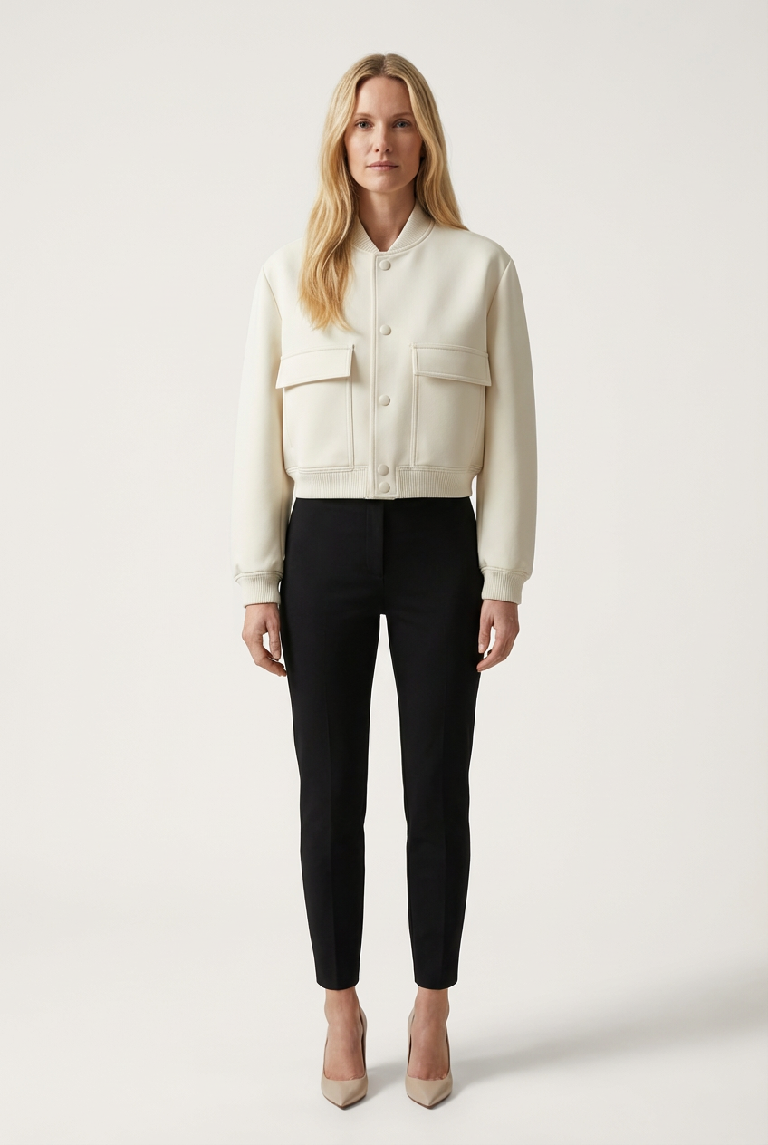 Structured Womens Sleeveless Jacket with Zip Front Fit