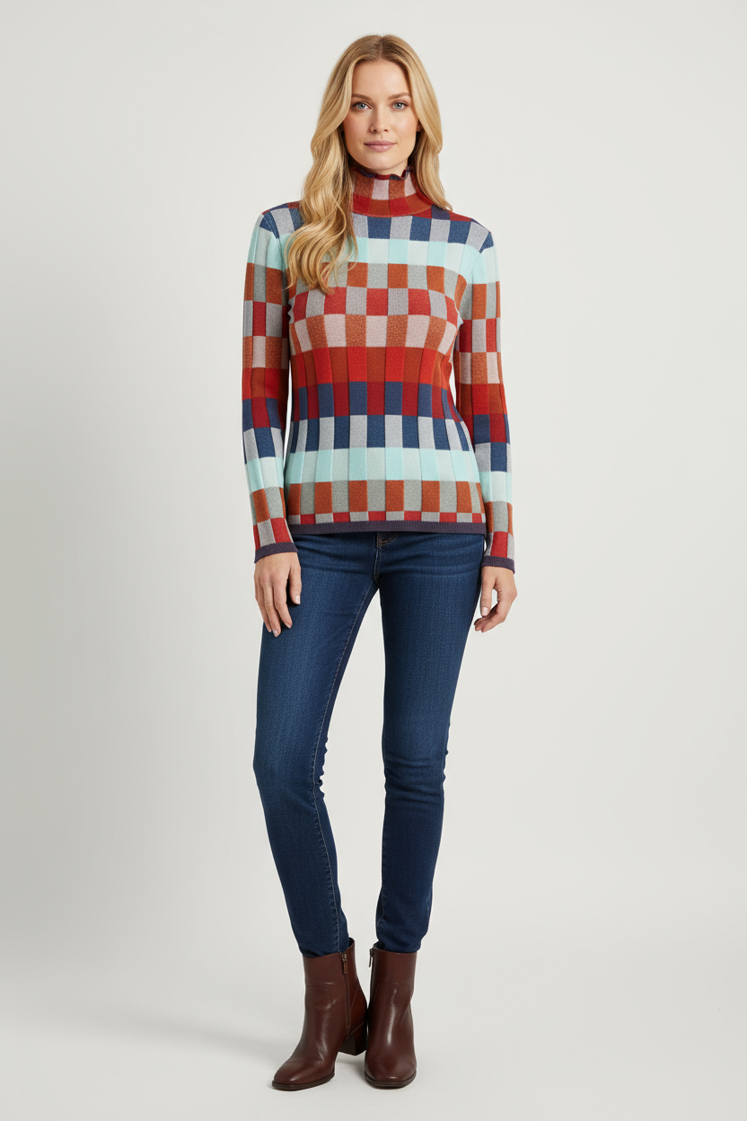 High Neck Sweater Women Relaxed Fit Fine Knit Warmth