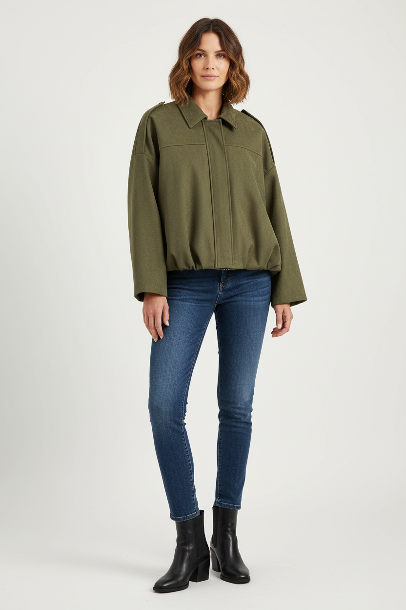 Oversized Jacket with Vintage Inspired Finish