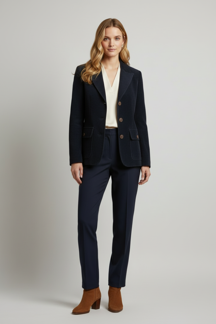 Women’s Jacket with Peaked Collar and Ribbed Corduroy Surface