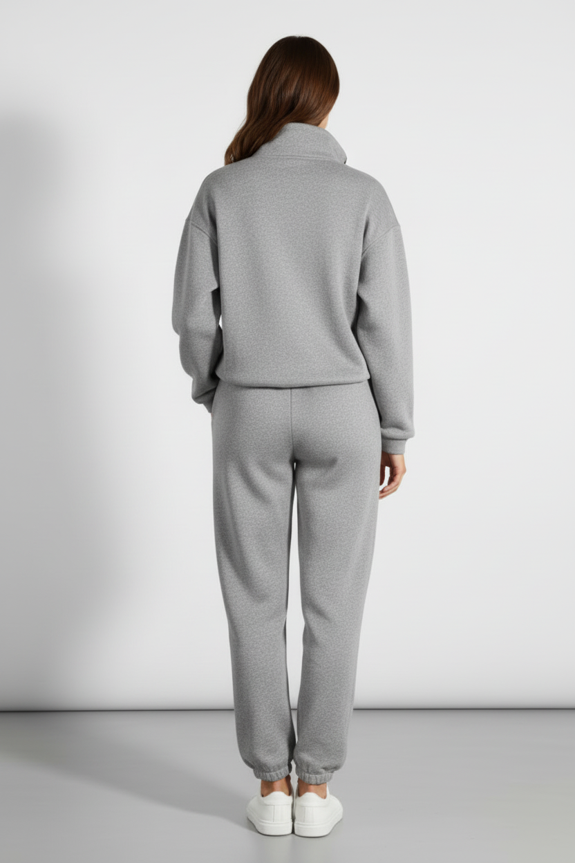 Two Piece Womens Tracksuit Set with Half Zip Top and Jogger Pants