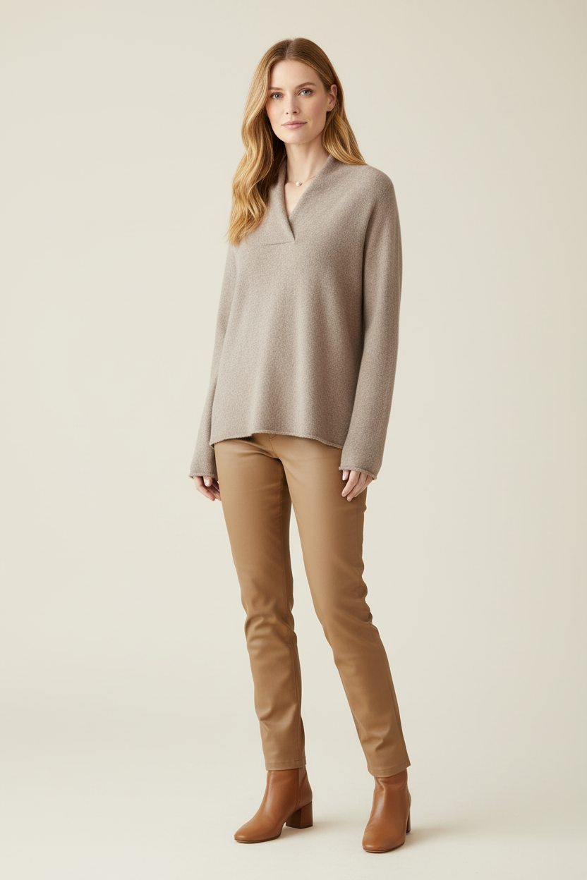 Knit Crossover Jumper with Soft Texture and Relaxed Fit