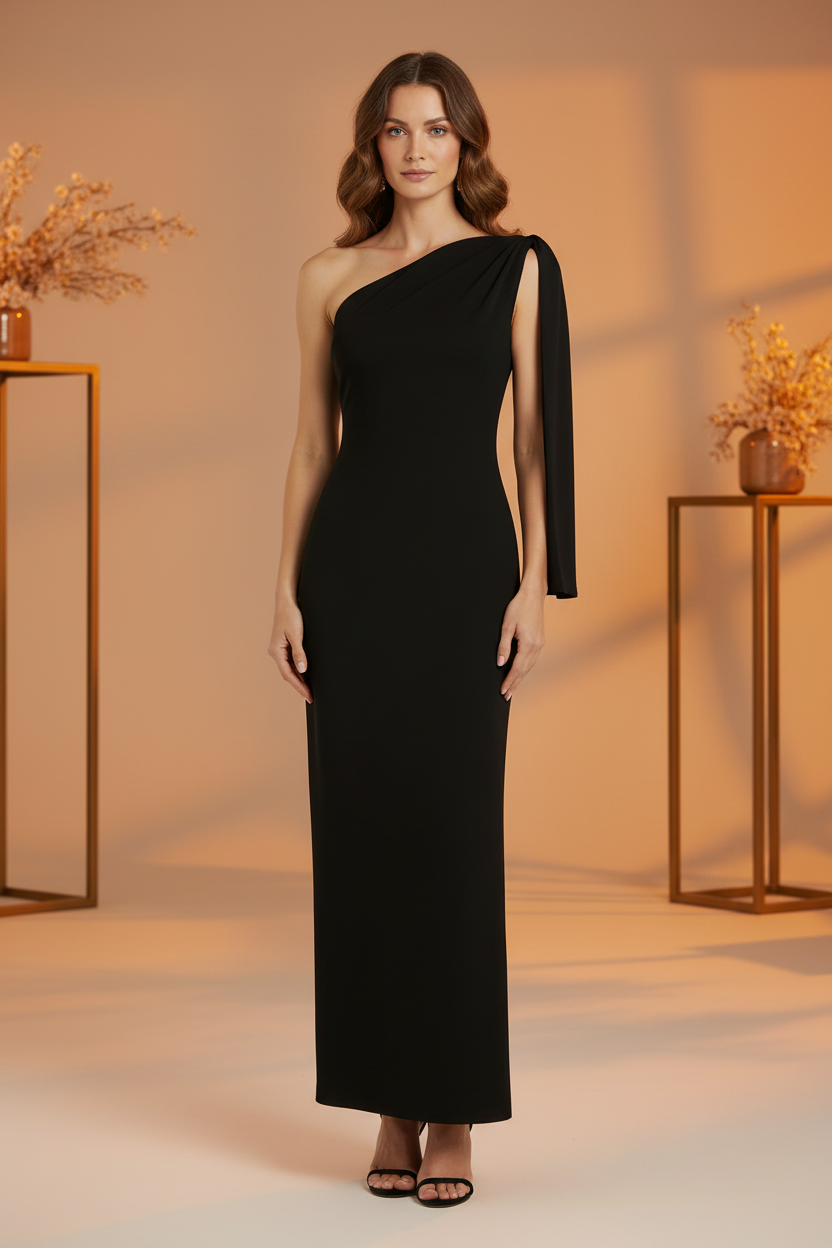 One Shoulder Sleeveless Maxi Dress