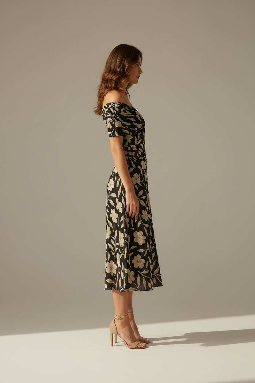 Fluid Elegance Dress with Structured Silhouette