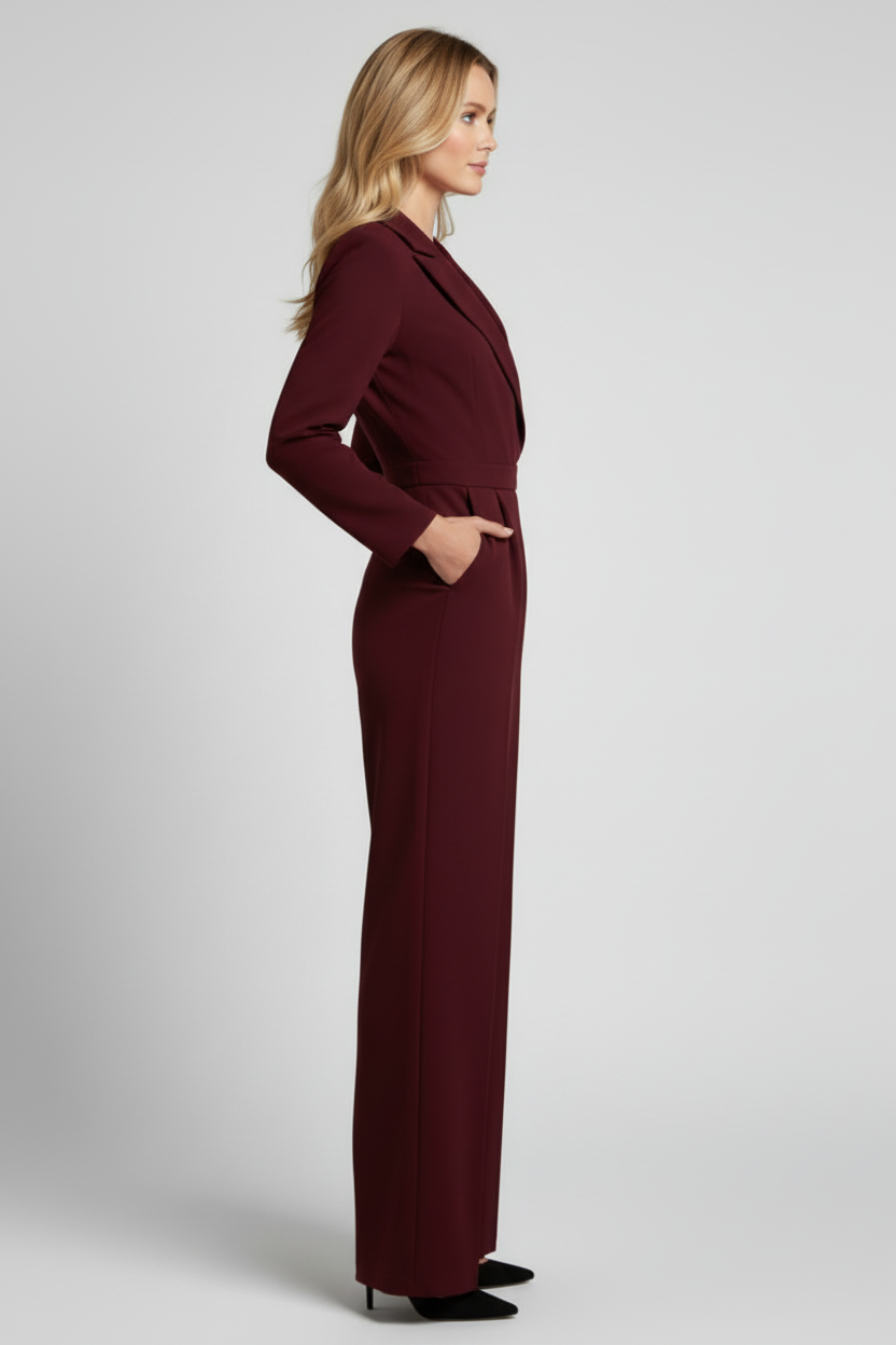 Wrap Front Womens Jumpsuit with Defined Waist and Wide Legs