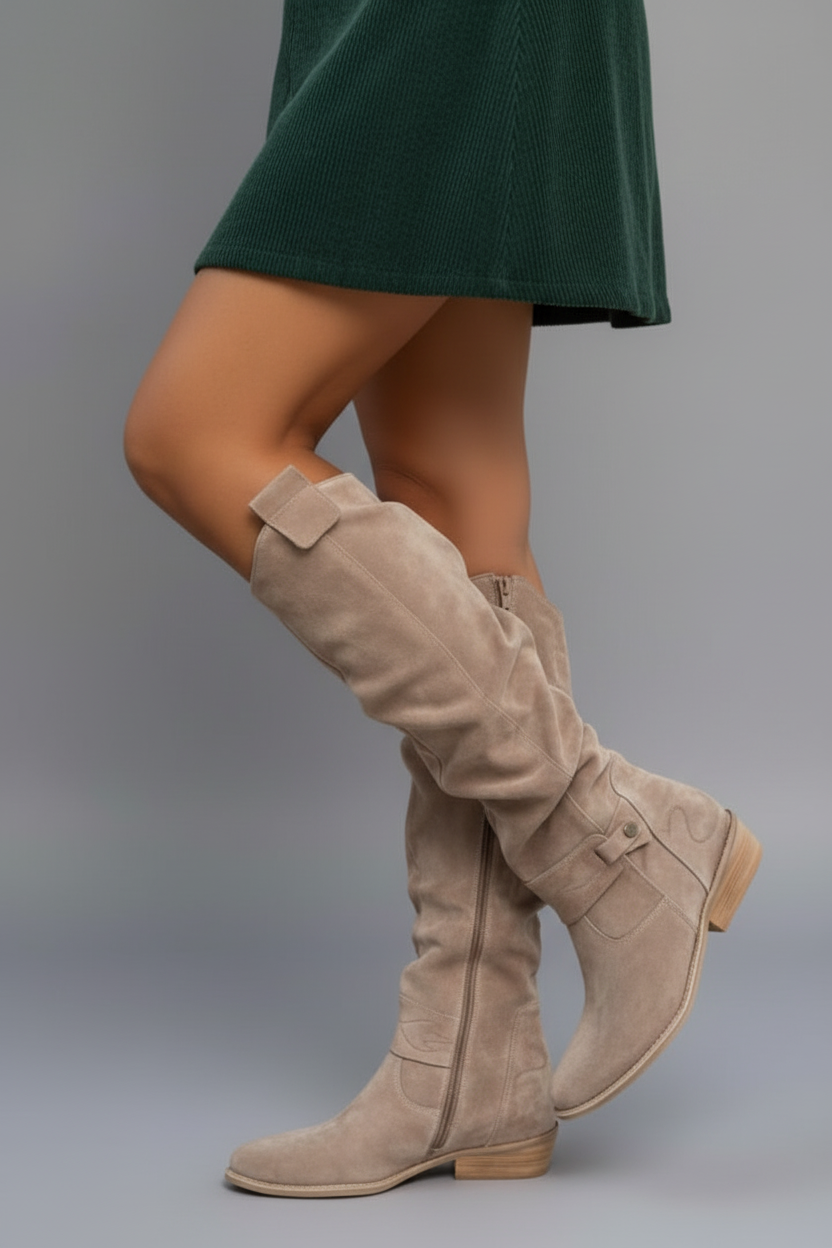 Women’s Over the Knee Boots with Slouch Shaft and Flat Heel