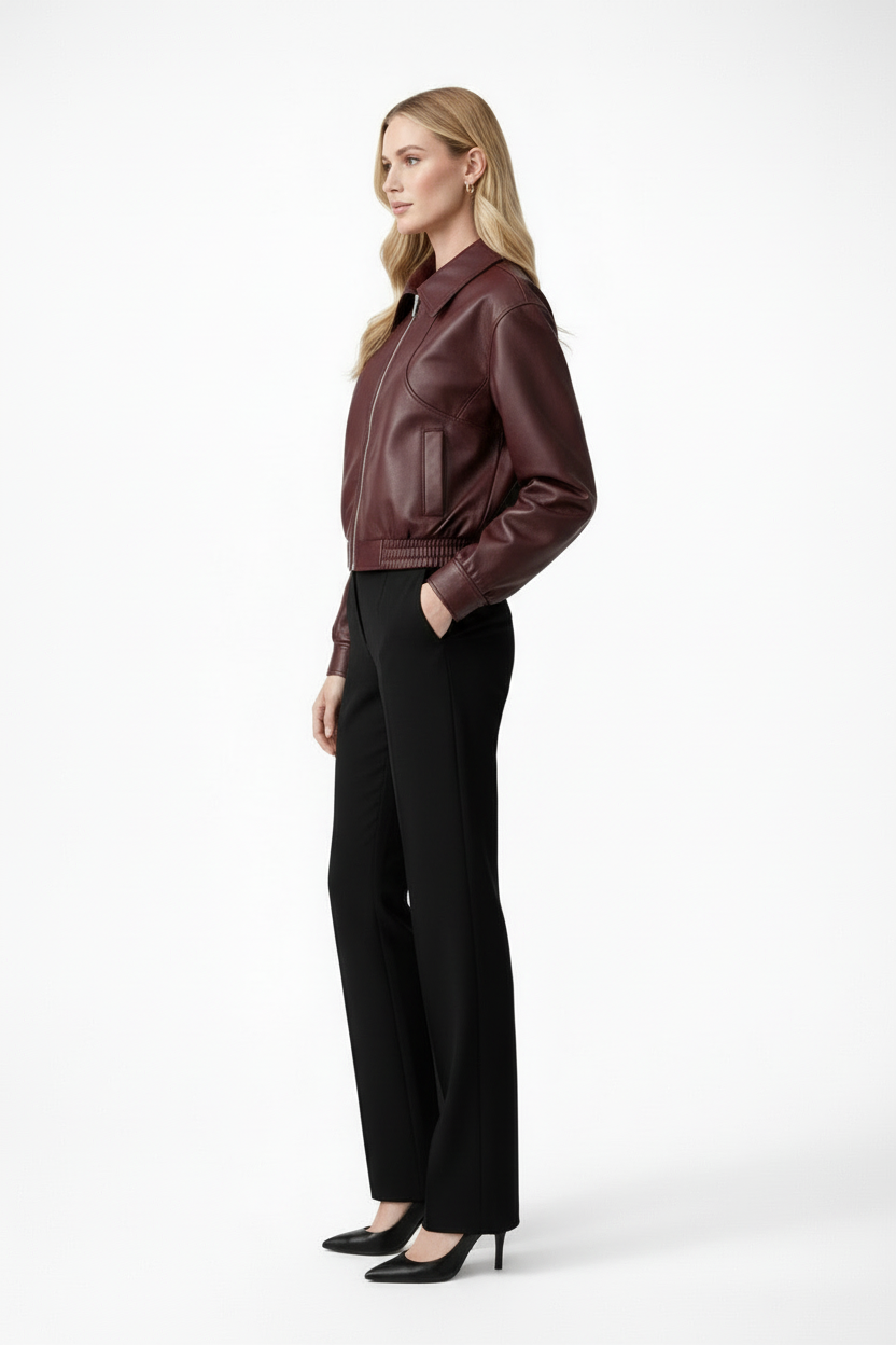 Women’s Bomber Jacket with Zip Front and Elasticated Finish