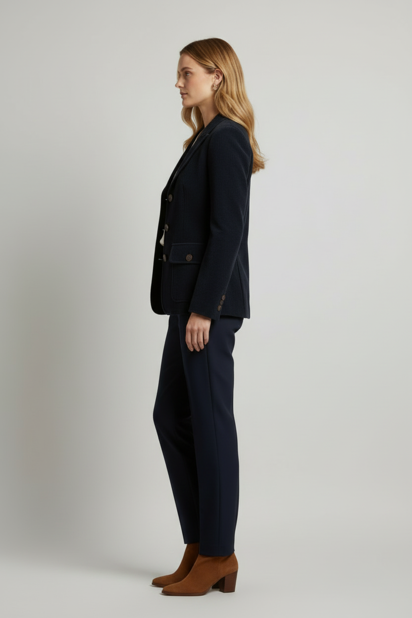Women’s Jacket with Peaked Collar and Ribbed Corduroy Surface