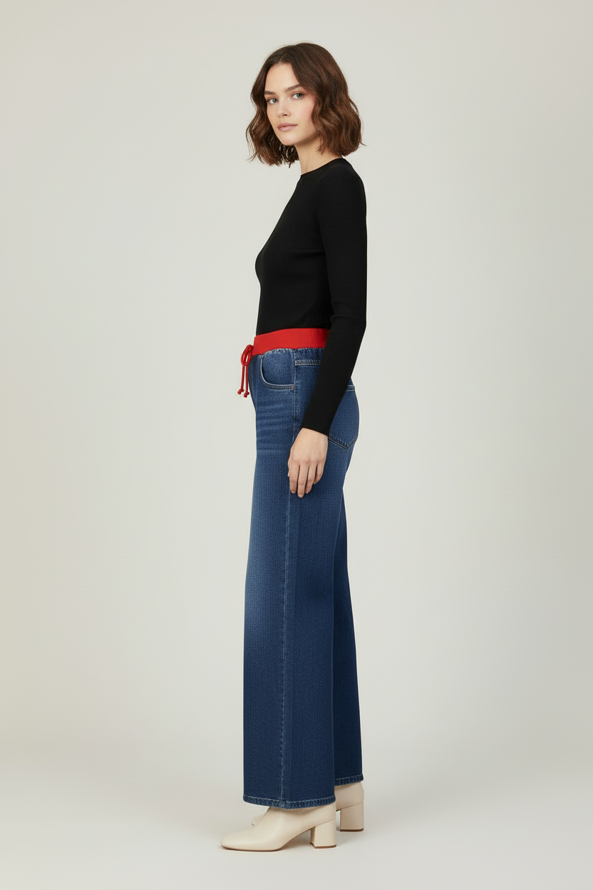Wide Leg Womens Trousers with Drawstring Waist Fit