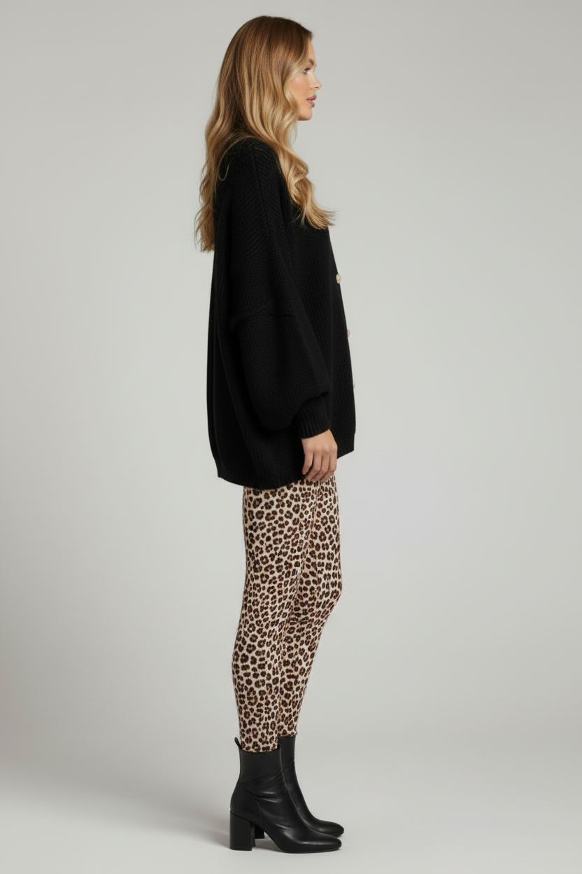Oversized Womens Knit Cardigan with Button Front Fit