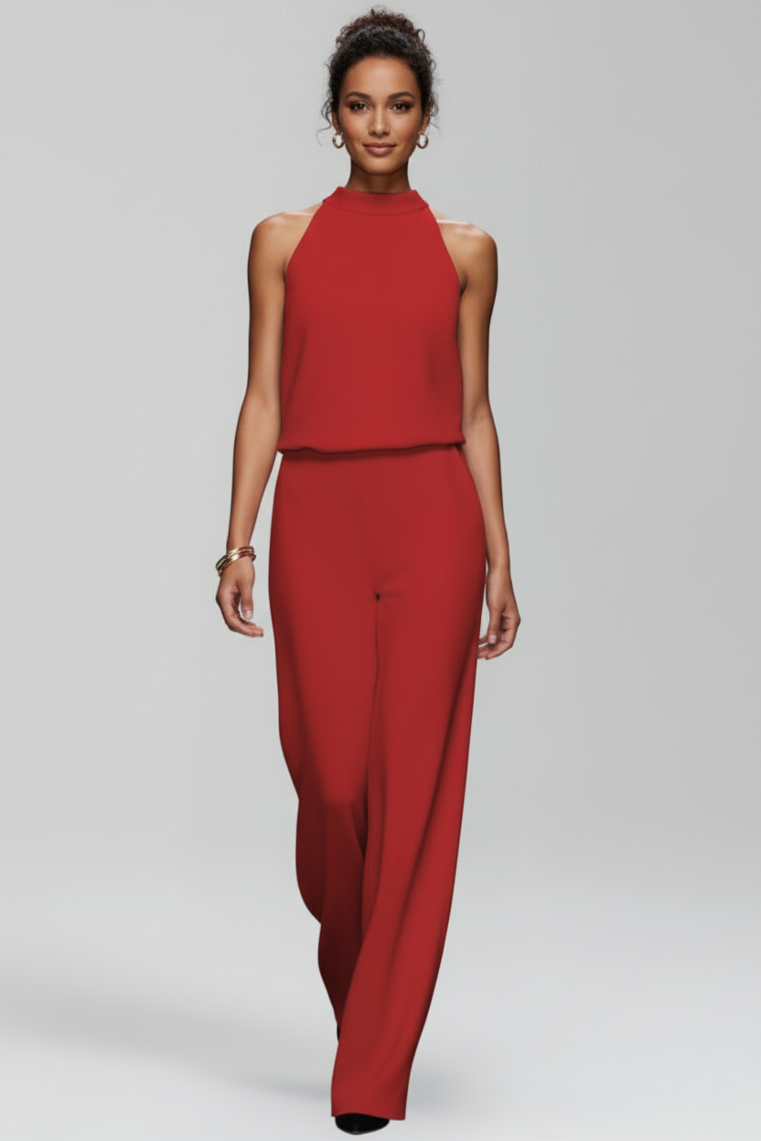 Sleeveless Wide Leg Jumpsuit with Straight Silhouette