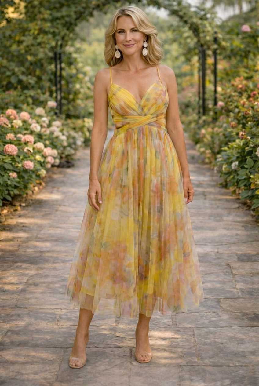 Floral Print High Waist Maxi Dress With Crisscross Straps