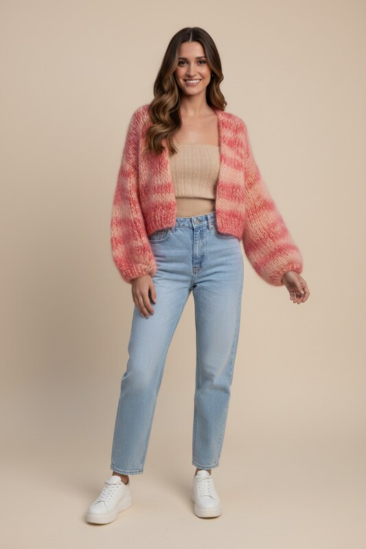 Open Front Womens Knitted Cardigan with Textured Surface Fit