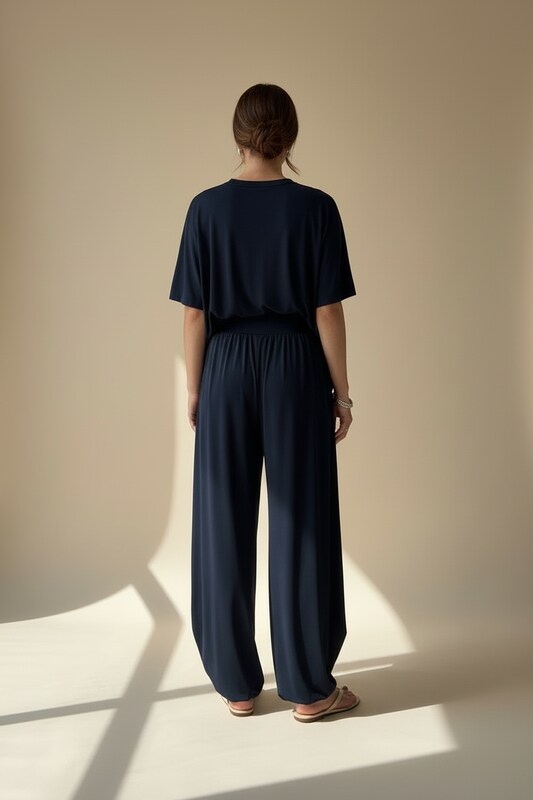 Relaxed Fit Two Piece Set with Wide Leg Pants