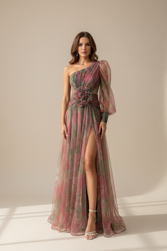 Long Sleeve Tailored Dress with Front Slit