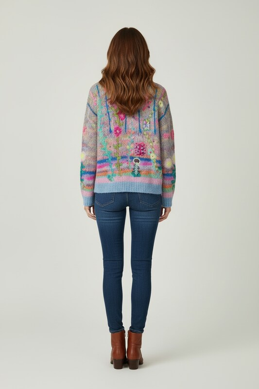 V Neck Womens Cardigan with Patterned Knit Surface Fit
