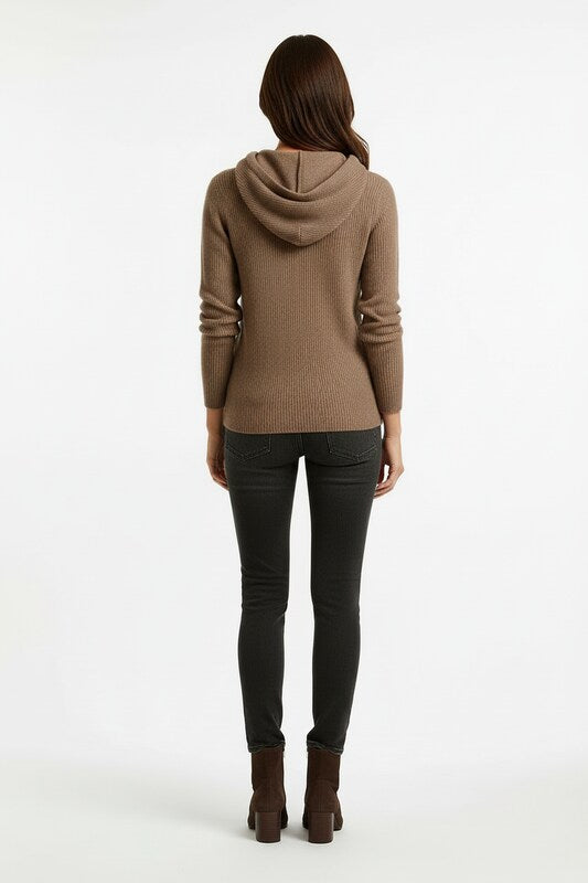 Ribbed Hoodie with Relaxed Silhouette