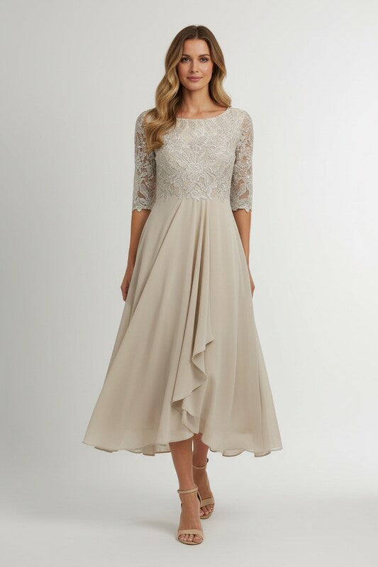 Elegant Lace Dress with Layered Skirt