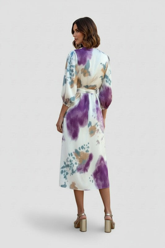 Floral Wrap Top & Midi Skirt Set