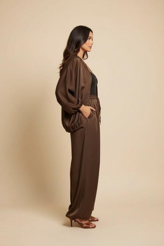 Matching Jacket and Drawstring Pants Set with Relaxed Fit