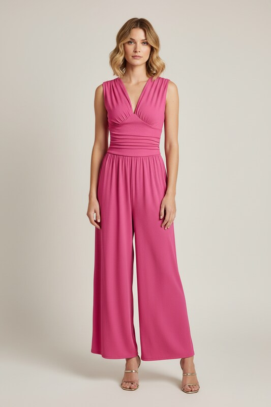Sleeveless Wide Leg Jumpsuit with Defined Waist