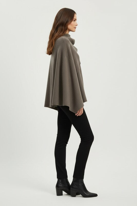 Draped Cape Coat with Relaxed Silhouette