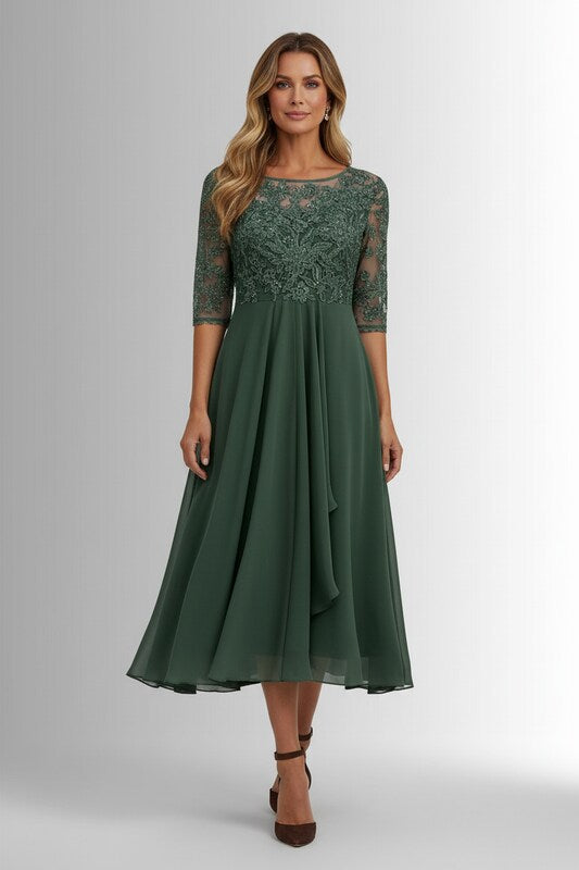 Elegant Lace Dress with Layered Skirt