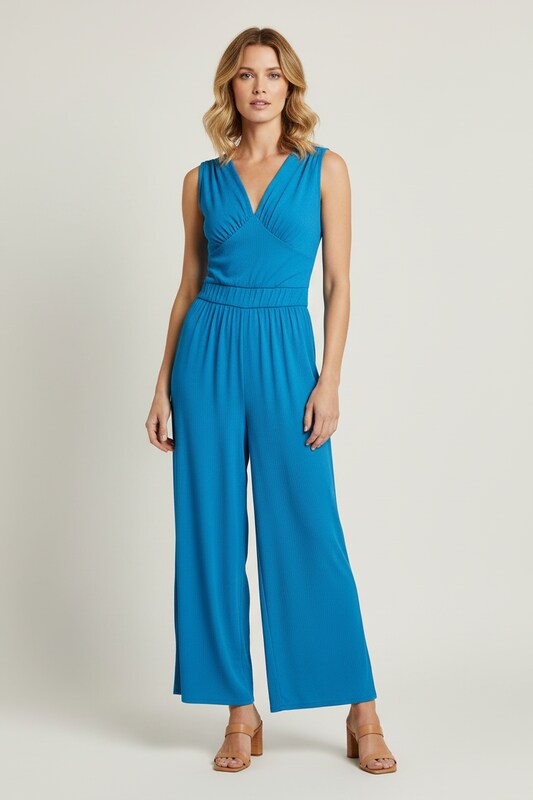 Sleeveless Wide Leg Jumpsuit with Defined Waist