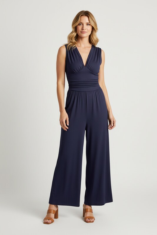 Sleeveless Wide Leg Jumpsuit with Defined Waist