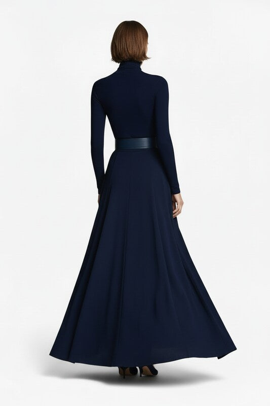 High Neck Maxi Dress with Flowing Silhouette