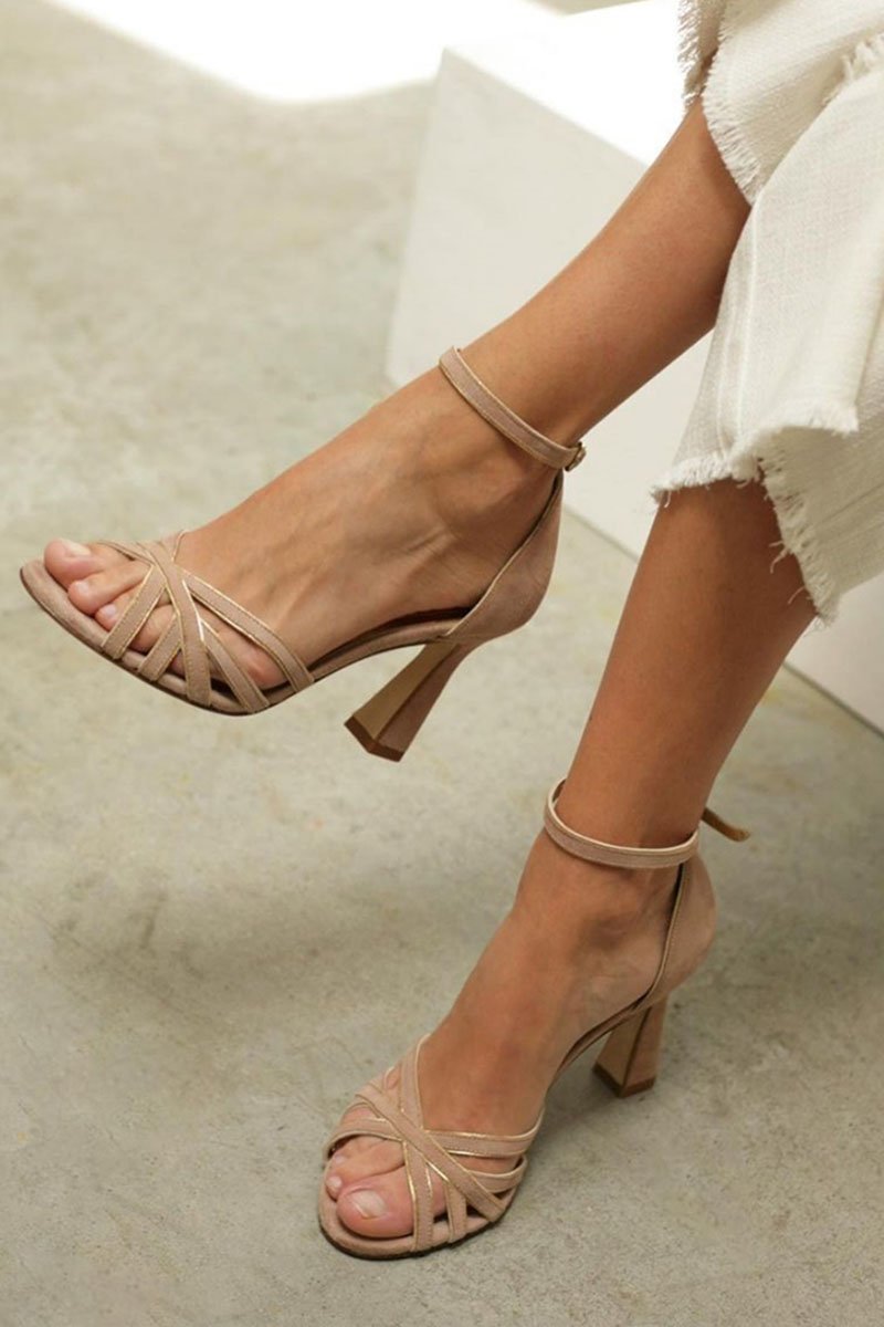 Strappy Block Heel Sandals With Ankle Strap