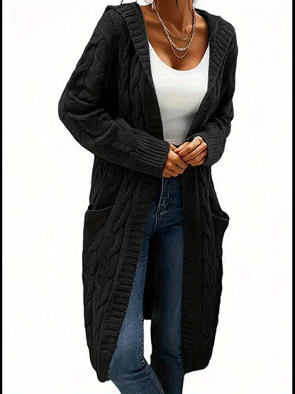 Women's Longline Cable Knit Cardigan