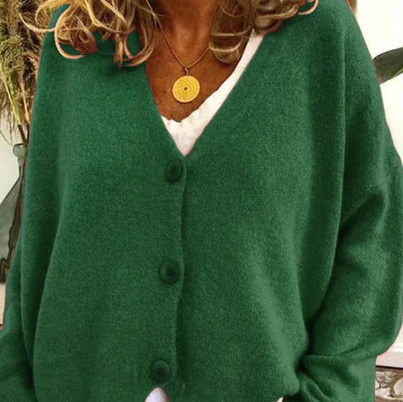 Women's V Neck Button-Up Knit Cardigan