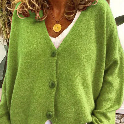 Women's V Neck Button-Up Knit Cardigan