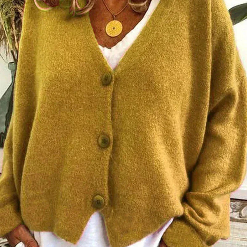 Women's V Neck Button-Up Knit Cardigan