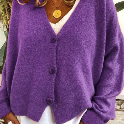 Women's V Neck Button-Up Knit Cardigan