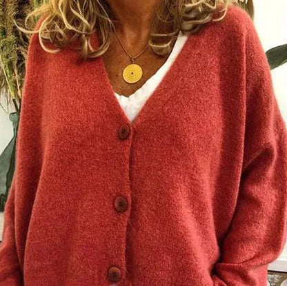 Women's V Neck Button-Up Knit Cardigan