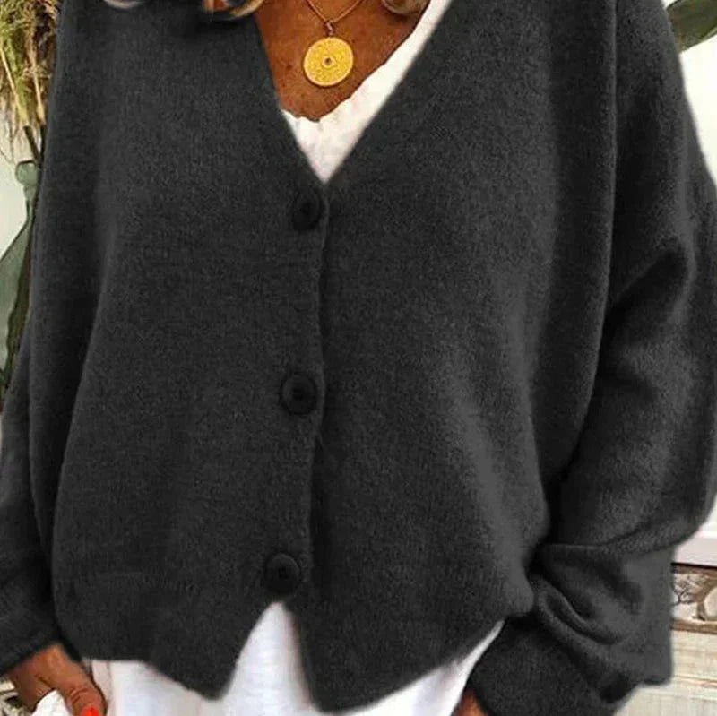 Women's V Neck Button-Up Knit Cardigan