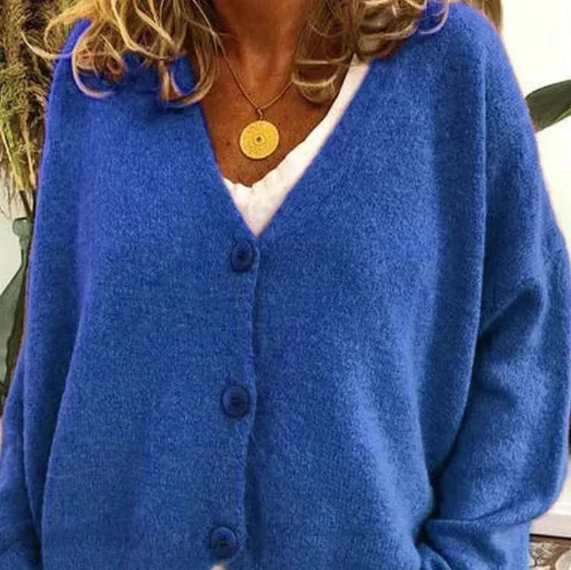Women's V Neck Button-Up Knit Cardigan