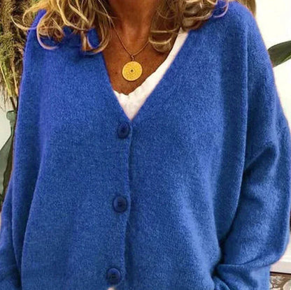 Women's V Neck Button-Up Knit Cardigan