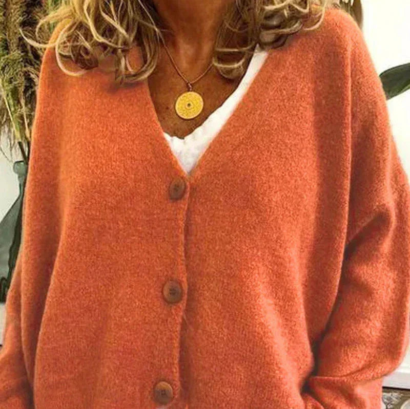 Women's V Neck Button-Up Knit Cardigan