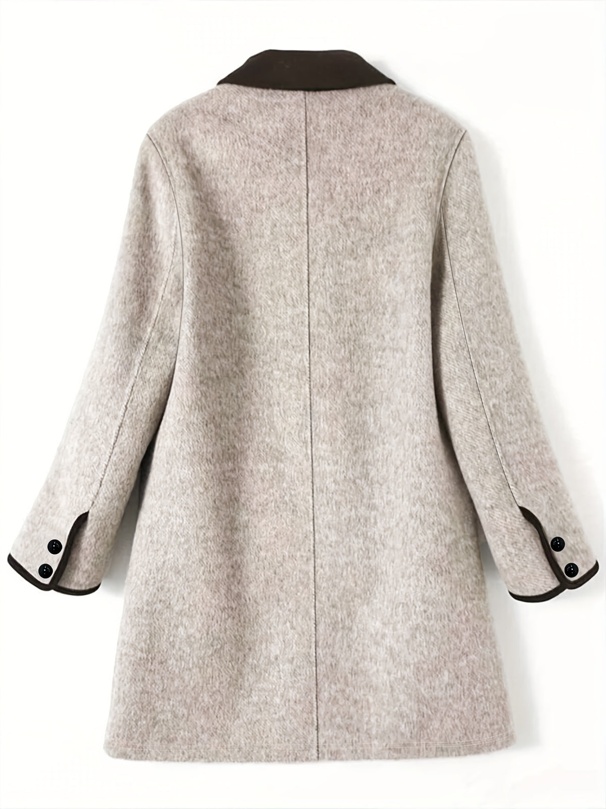 Women's Double-Breasted Contrast Trim Midi Coat