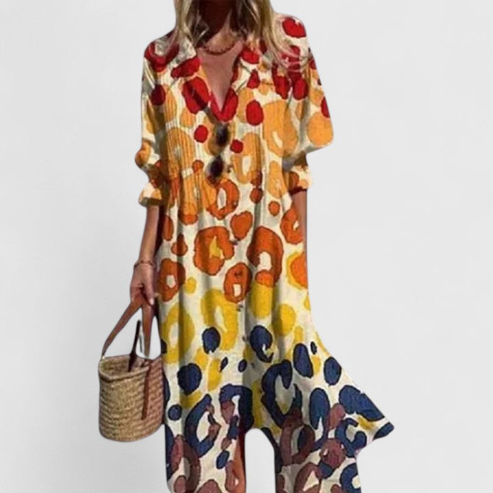 Elegant Boho Dress With Bold Print