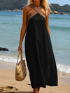 Wrap Front Sleeveless V Neck Maxi Dress