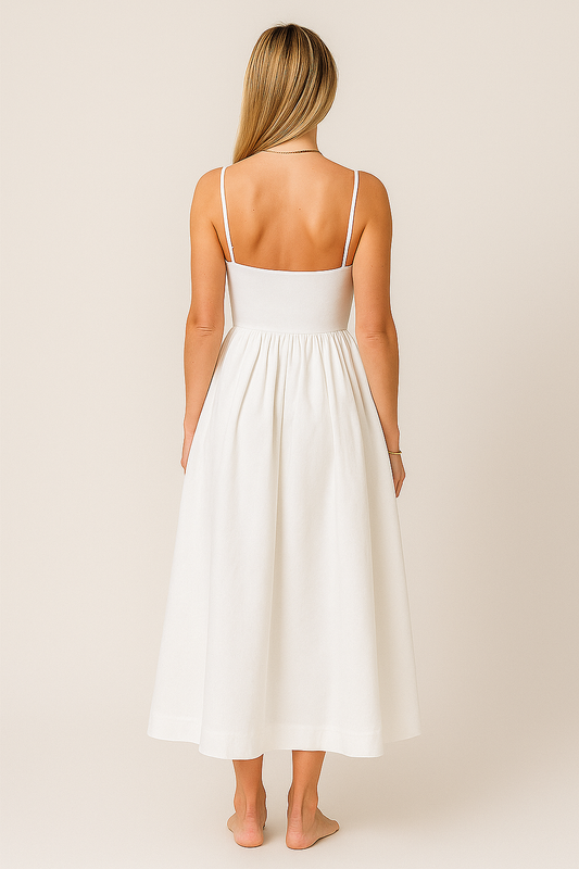 Sleeveless A-Line Midi Dress – Minimalist Style with a Flattering Fit