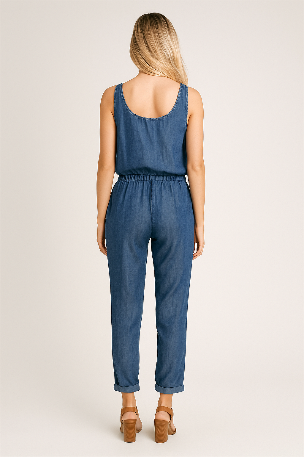 Sleeveless Drawstring Jumpsuit – Lightweight, Tapered Fit