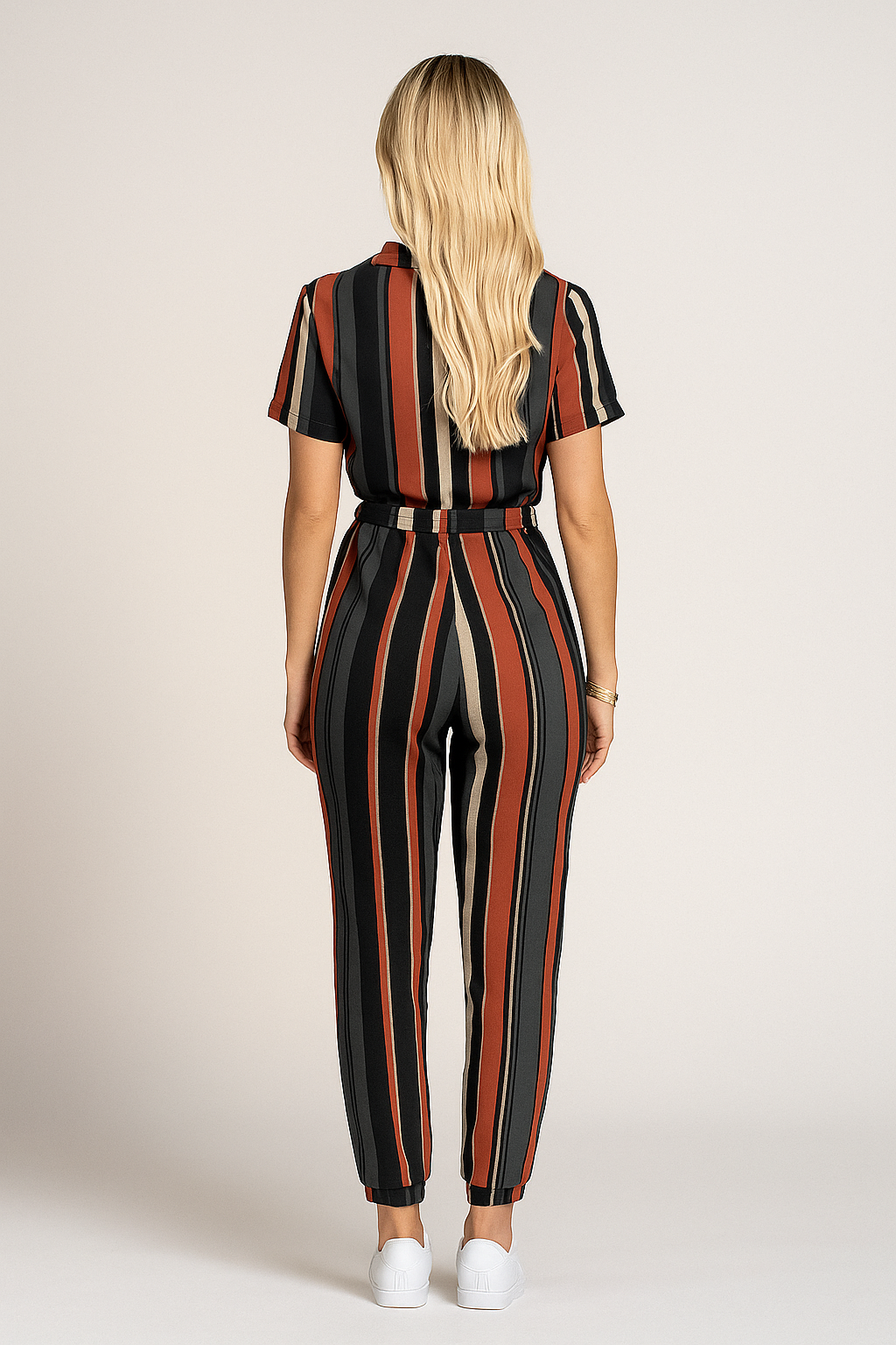 Short Sleeve Button Jumpsuit – Lightweight, Belted Fit